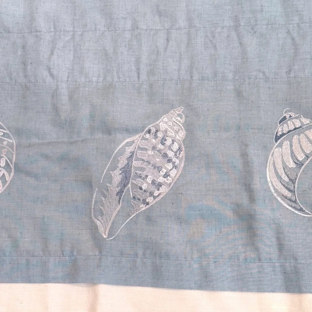 Croscill Nautical Seashell Valance Embroidered Rod Baby Blue Coastal Beach House